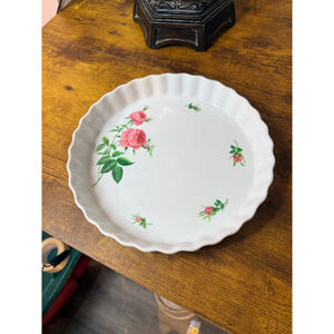Christineholm pie plate pink roses 10 inch. One and a half inch deep.